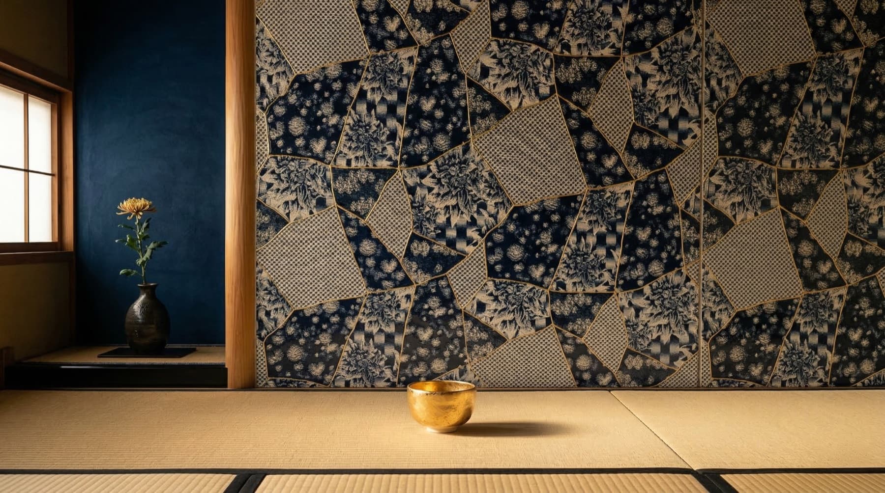 Nishijin weaver - botanical jacquard on a traditional loom