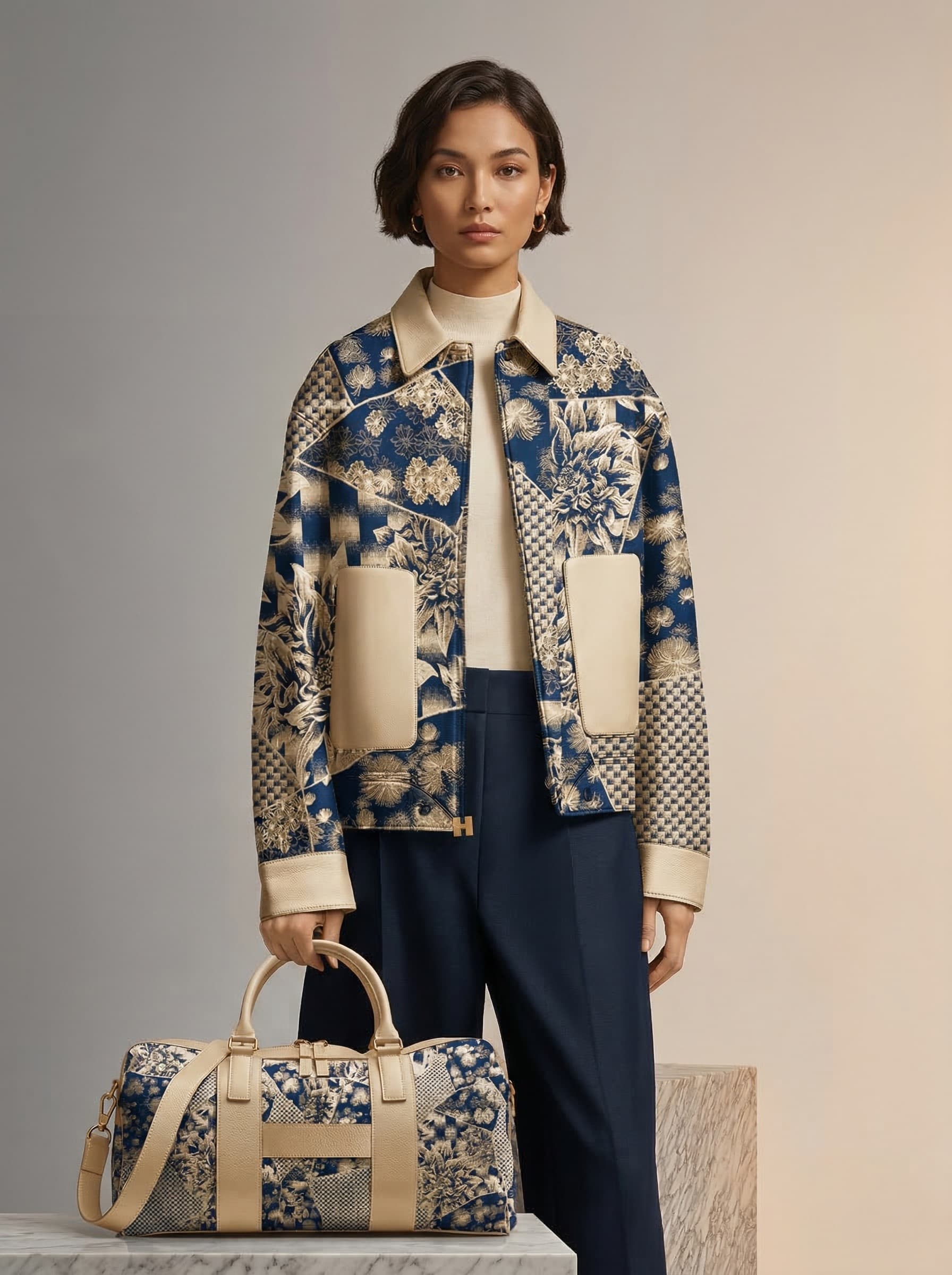 Kinsō Women's Jacket - botanical jacquard