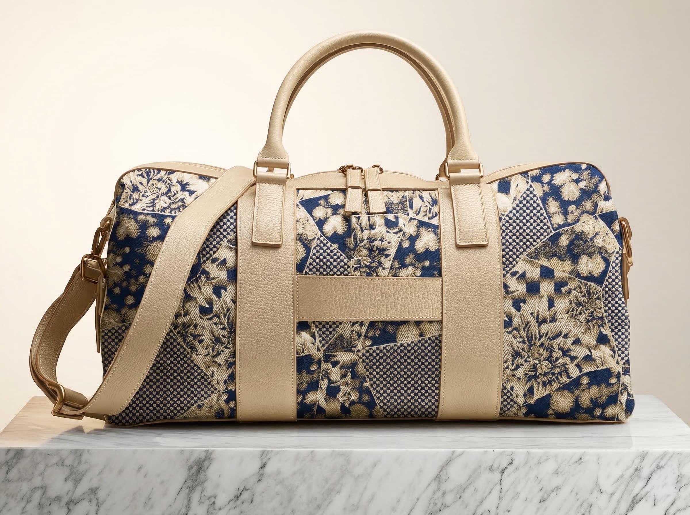 Kinsō Weekender - Aizome Blue jacquard, gold closure
